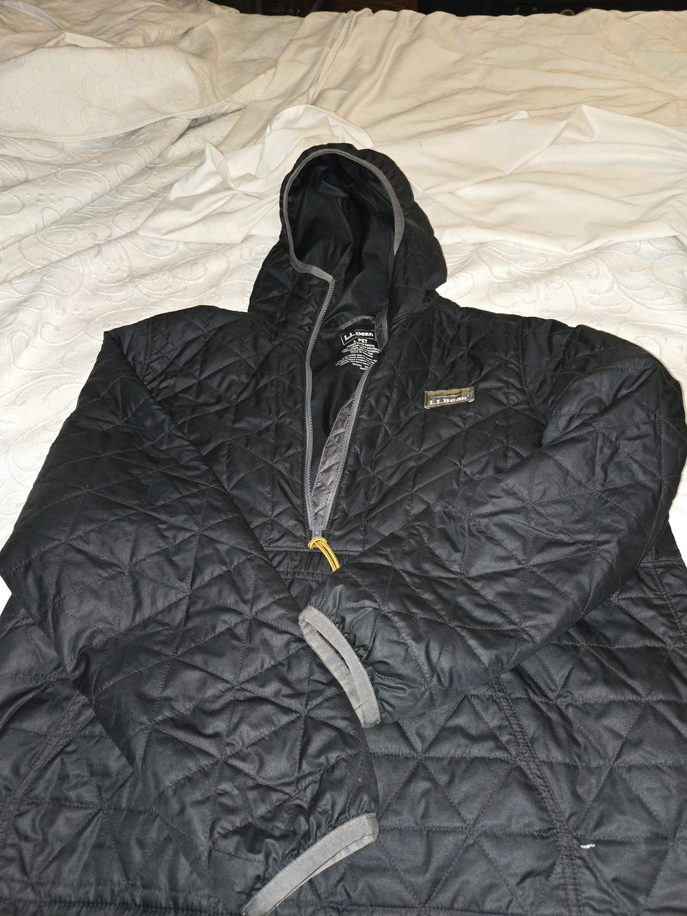 LL Bean Black Quilted Hooded Puffer Jacket